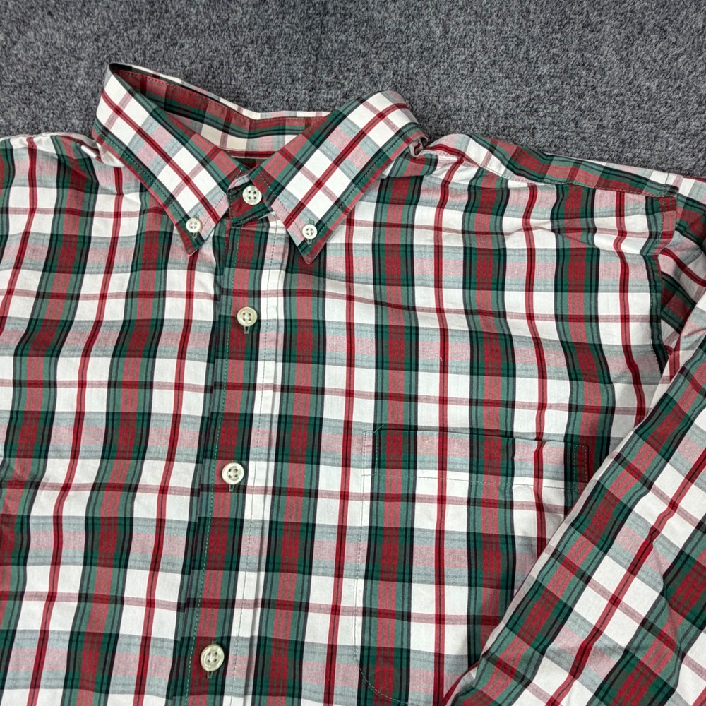 Saddlebred Mens XL Plaid Button Down Shirt Wrinkle Free Stretch Red Green White - Picture 3 of 7